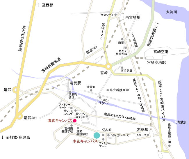 医学分館（清武キャンパス）の場所